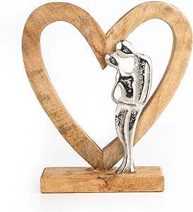 Porte-bougies tendance en bois, cadeau pour la Saint-Valentin, anniversaire, mariage, métal argenté, 10 x 10 cm, deux cœurs - Product Image 6