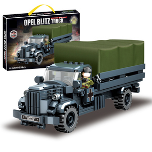293 Uds militar WW2 escala modelo camión ejército Opel <span class=keywords><strong>Blitz</strong></span> ambulancia coche vehículo bloque construcción modelo juguete juego de bloques de construcción - Product Image 2