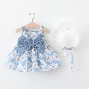 Fabricants d'été OEM Robe de princesse personnalisée à bas prix Vêtements pour enfants de 11 à 13 ans avec chapeau et gros nœud sur la poitrine à la mode - Product Image 1