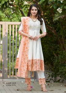 Dernier Designer Pur Coton Imprimé Travail Anarkali Kurti Set Par Fab Zone - Product Image 5