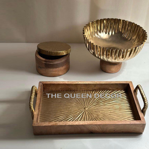 Vente chaude bois et acier inoxydable métal Rectangle forme brillant polonais décoratif luxe plateau nouveau Style maison Accent - Product Image 6