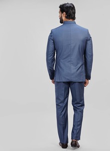 La Scoot Tenue de cérémonie de base pour hommes 2 pièces en polyester solide et viscose, col montant, longueur longue, coupe régulière, combinaison respirante - Product Image 5