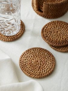 Ensemble de sous-verres en osier rotin Design moderne sous-verre en jute élégant pour la maison hôtel Table sous-verre en rotin haute qualité de vente - Product Image 3