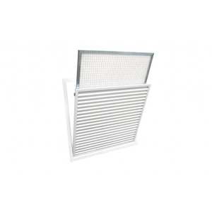 Grille de retour en aluminium Tecnosystemi à 45 lames fixes inclinées, filtre amovible pour systèmes CVC, registres de plafond faciles à installer - Product Image 1