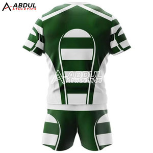 Ensemble uniforme de rugby classique pour hommes, tissu doux et durable, coupe confortable, couleurs d'équipe, haut à manches courtes et short pour les équipes scolaires - Product Image 2