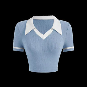 Polo Mujer 100% Algodón Poliéster Botones Polo Camisas Señoras Loose Fit Golf Polo Camisa Mujer - Product Image 1