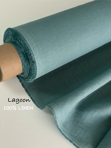 Vente en gros de tissu de lin français organique uni extra large 115 ''/292cm 100% lin poids moyen garçons coussins canapé tissé filles - Product Image 3