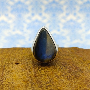 Piedra preciosa de labradorita Natural de alta calidad, anillo de joyería de boda bohemio de plata 925, Diamante de corte de pera para fiesta - Product Image 2