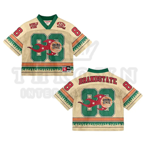 Custom Vintage 100% algodón Jersey Soccer Wear Ringer camiseta de gran tamaño bajo MOQ Boxy Jersey Sun faded Screen American Football Wear - Product Image 1