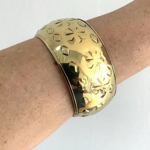 MS Handicraft Modern 69mm Brazalete de Latón Crudo con Incrustaciones, Brazalete Tipo Canal, Brazalete Ancho en Blanco, Brazalete Hecho a Mano - Product Image 1