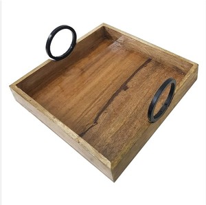 Bandeja de madera decorativa rectangular estrecha hecha de madera rústica: mesa de centro de mesa de comedor de barra de café barata - Product Image 6