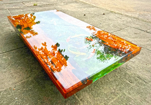 Table à manger rectangulaire en bois d'acacia et résine époxy artisanale de luxe pour la maison, le bureau, l'hôtel, le salon, cadeau de Diwali - Product Image 4