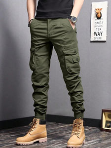 Pantalones Cargo Holgados para Hombre, Cintura Elástica Ajustable, Algodón y Poliéster, Pantalones Deportivos Holgados y Pesados - Product Image 5