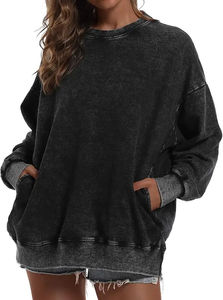 Sweat-shirts à capuche vintage de haute qualité en coton délavé à l'acide pour femmes, broderie, col rond, polaire d'hiver, en provenance du Pakistan - Product Image 3