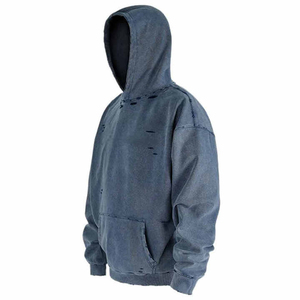 Envío Rápido, Sudadera con Capucha para Hombre de Talla Grande, Estilo Desgastado, Ropa de Invierno de Alta Calidad, Sudadera con Capucha Desgastada, 100% Algodón, Felpa - Product Image 2