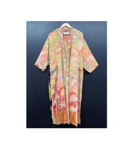 Robe Kimono en Crêpe de Soie pour Femme, Style Sari Indien Fait Main, Luxe Léger, Bohème, Ouverte sur le Devant, Taille Élastique, Tenue d'Été Décontractée - Product Image 1