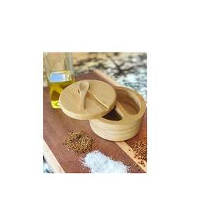 Cave à sel en bois personnalisée et boîte à sel avec cuillère pour taille personnalisée prix bon marché et poli brillant à la main - Product Image 1