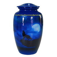 Urne funéraire écologique en forme de cercueil américain pour adultes, imprimée avec un motif d'oiseau colibri, pour cendres humaines, en aluminium, fabriquée en Inde