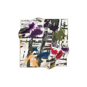 Off-White Polyester Square Plaid Pattern <b>Scarf</b> - Product Image 1