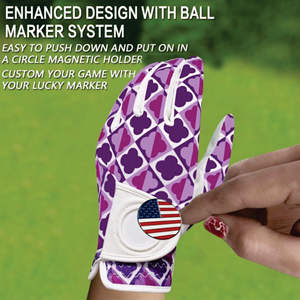 Gants de Golf en cuir véritable Cabretta de haute qualité violet bleu pleine couleur doux rembourré respirant équipement de sport poignées - Product Image 1