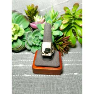 Alex Begay White Buffalo & Sterling <b>Silver</b> <b>Statement</b> <b>Ring</b> Asscher Cut Natural Stone Bezel Set Size 10.25 Everyday Wear - Product Image 1