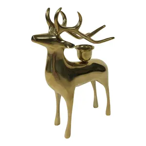 Suporte de castiçal Buck Deer em latão vintage