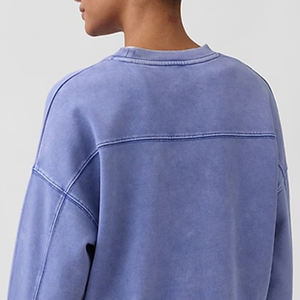 Sudadera de Color Sólido para Mujer, Estilo Urbano y Diseño con Logotipo Personalizado, Mezcla de Algodón Suave, Corte Recortado con Mangas Completas 2026 - Product Image 5