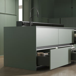 Modello Emuca Vertex spagna 3185735 cassetto esterno in acciaio grigio antracite 40 kg capacità 178 mm 3D altezza ferramenta da cucina - Product Image 2