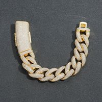 YYN Bijoux de luxe Hip Hop, Bracelet cubain large de 20 mm, style Miami, avec maillons en forme de bulle, serti de zircone cubique (CZ) étincelant, pour homme