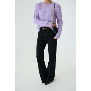 Light <b>Lilac</b> <b>Sweater</b> with Cable Knit Detail - Product Image 4