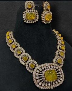 Venta caliente Kundan collar pendientes conjunto nupcial collar pendientes chapado en oro joyería declaración collar conjunto joyería - Product Image 5