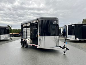 Maverick Enclosed Horse <b>Trailer</b> Dual Axle Black With Silver Panels Side Door Access - Product Image 2