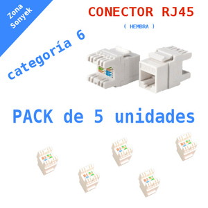 Connecteur Ethernet RJ45 femelle Cat6 - Pack de 5 - Product Image 1