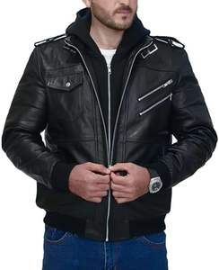 S-5XL hommes veste en cuir PU manteau à glissière automne à capuche à manches longues rue Cool couleur unie décontracté moto veste en gros - Product Image 2