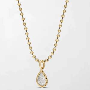 Collier en or jaune 18 carats avec diamant en forme de goutte de neige serti sur une chaîne à billes, 0,76 carat GH-VS, pour un usage quotidien - Product Image 2