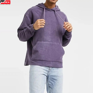 Sudadera con Capucha para Hombre, Color Gris Sólido, 100% Algodón, Felpa Francesa, Estilo Casual para Otoño, Corte Regular, Diseño con Bolsillos - Product Image 4