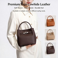 Sac à main en cuir de vachette véritable pour femme, sac seau, sac à bandoulière, design à fermoir géométrique pour les voyages quotidiens
