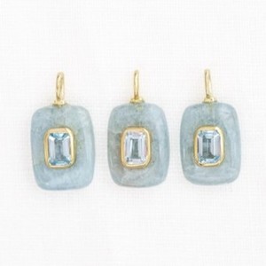 Colgante de Piedra Preciosa de Aguamarina Natural con Forma Rectangular, Incrustaciones de Doble Piedra, Chapado en Oro, Colgante de Oro Vermeil de 18k, Joyería de Piedras Preciosas - Product Image 5