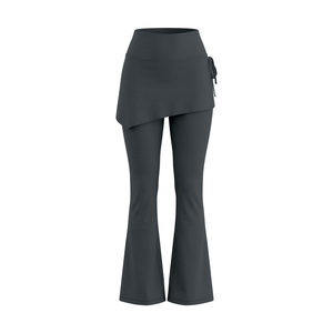 Leggings de Yoga de Cintura Alta con Falda para Mujer, Pantalones Deportivos Transpirables de Pierna Ancha, Tallas Grandes Disponibles - Product Image 1