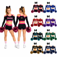 Setelan Latihan Cheerleading Custom Berhias Rhinestone, Bra Bertali Silang, Rok Pendek High Waist, Profesional untuk Tim Pemuda