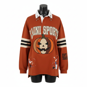 Camiseta de Rugby Premium para Hombre, 260 GSM, Tela de Algodón y Poliéster, Manga Larga, Cuello en Contraste, Logotipo Personalizado, Absorbe la Humedad - Product Image 6