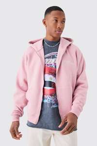 Nueva Sudadera con capucha de Color Rosa Unisex de gran tamaño Heavy Custom Logo Zipper Hoodie 450 GSM Zip up Sudadera personalizable - Product Image 5