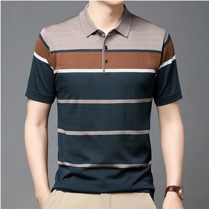 Polo rayé d'été de haute qualité pour hommes nouvelle mode affaires décontracté hauts de golf en coton avec manches courtes directement du Vietnam - Product Image 6