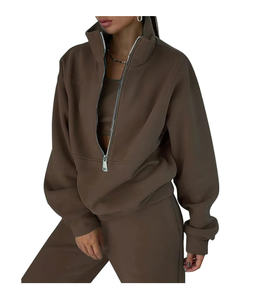 Conjunto de chándal de lana de manga larga de otoño e invierno al por mayor para mujer, Conjunto de sudadera con capucha y Jogger para mujer - Product Image 3