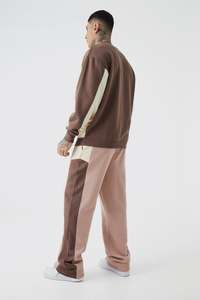 OEM nuevo Unisex logotipo personalizado cuello redondo sudadera Jogger Conjunto elegante Streetwear pulóver bloque de Color sólido Casual invierno - Product Image 5