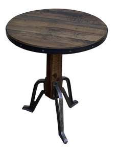 Table basse en bois massif récupéré à la main avec finition en fonte, meubles de salon de luxe antiques en argent argenté - Product Image 1