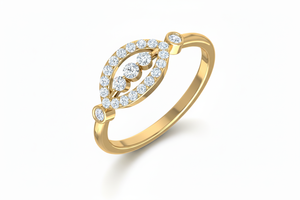 Bague pour femme en or 14 carats et diamants naturels, design Vaidya, 23 diamants blancs taille brillant |   Bijoux de luxe 0,30 carats pour tous les jours - Product Image 4