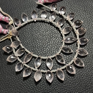 Quartz rose facettes Fat Marquise forme Briolette perles pierre naturelle rose pour la fabrication de bijoux - Product Image 1