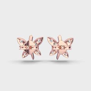 Pendientes de Diamantes con Forma de Mariposa en Oro Multicolor de 18k |   Joyería Fina con Diseño de Mariposa Floral - Product Image 4