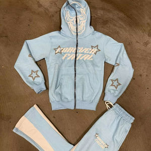 Chándal con logotipo personalizado para hombre, chándal, conjunto para correr, sudaderas con cremallera completa vintage, chándal lavado con ácido, chándal - Product Image 1